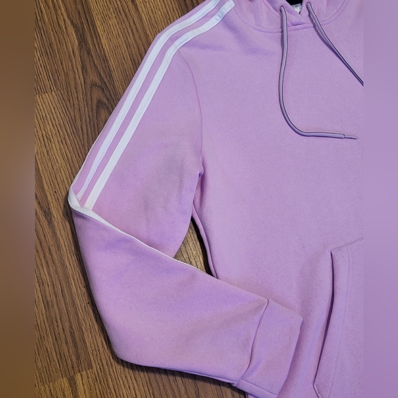 Adidas Women’s Pullover Sweatshirt Pink White Striped Size Large B38 - Picture 4 of 7